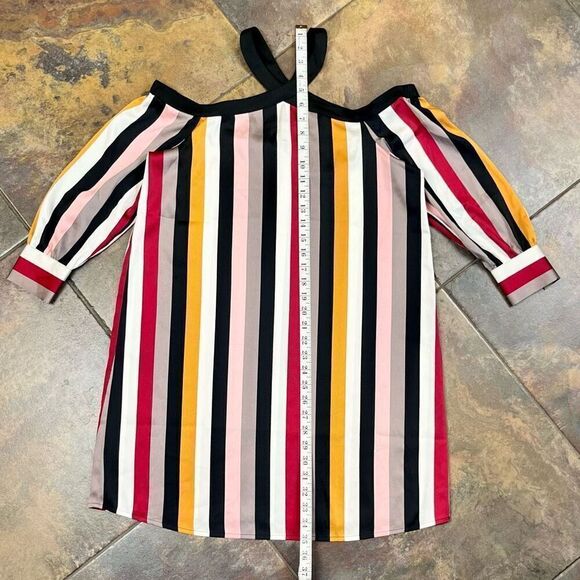 New! NWT Loft Stripped Off The Shoulder Long Sleeve Blouse Petite Small - Picture 3 of 8